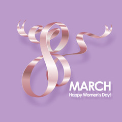 March 8 International Womens Day greeting card. Background template. Vector illustration.