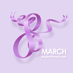 March 8 International Womens Day greeting card. Background template. Vector illustration.