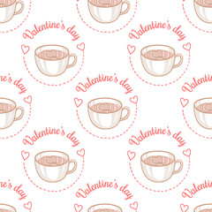February 14, Valentines Day Breakfast seamless pattern
