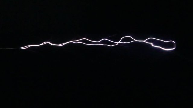 Artificially created spark discharges.
This artificially created by an spark discharge in the air. Is used to observe the phenomenon.
