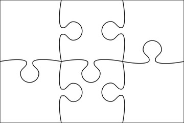 Vector Six White Piece Puzzle Jigsaw.