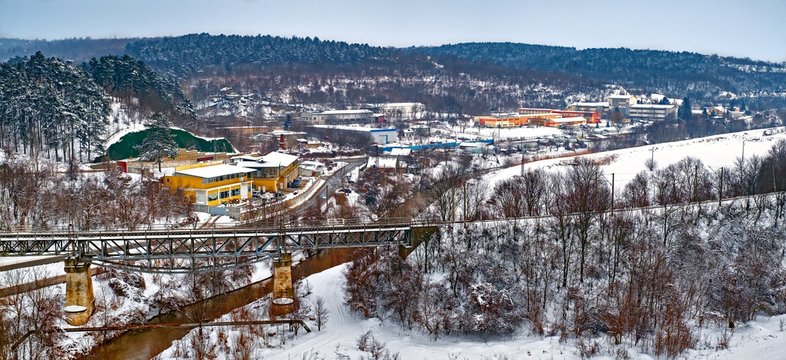 Winter panorama. Ruse city suburbs, Bulgaria.