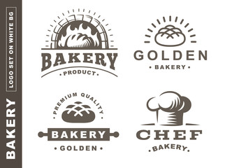 Set bread logo - vector illustration. Bakery emblem design on white background