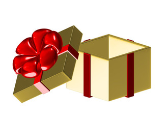Gift box with ribbon and bow.on white background