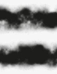 Fototapeta premium Dark vector halftone wavy shapes. Modern trendy generative illustration. Rough monochrome splash of round particles. Background artwork made of splattered dots. Elements of design.