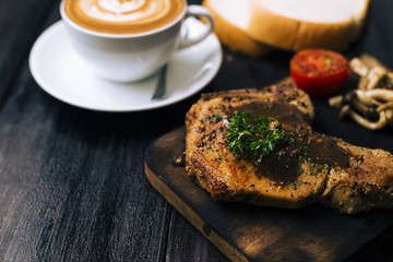 Kulobuta steak with coffee and bread