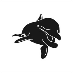 Dolphin swimming simple silhouette icon on background