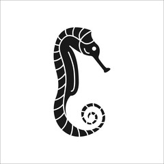 Naklejka premium Seahorse simple silhouette icon on background