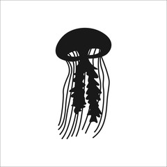 Jellyfish simple silhouette icon on background