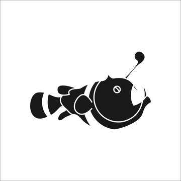 recommend clip art: Lantern fish simple silhouette icon on background