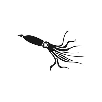 Cuttlefish or squid simple silhouette icon on background