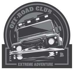 Off-road car logo, safari suv, expedition offroader. © labitase