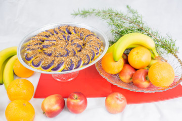 Purple Yam cake sweets Christmas display Philippines foods