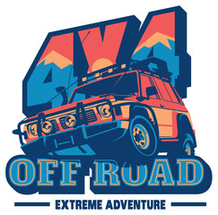 Off-road car logo, safari suv, expedition offroader. © labitase
