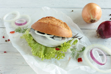 Heringsbrötchen Fischbrötchen Hering Brötchen