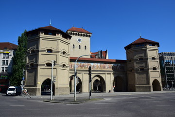 Fototapeta na wymiar Munich, Germany, Bavaria - A view of the historical ISARTOR gate