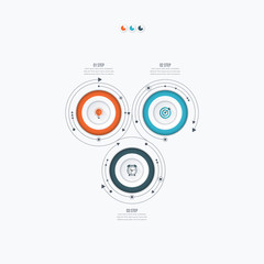 Infographics template 3 options with circle