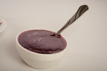 raspberry jam in a plate