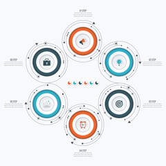 Infographics template 6 options with circle