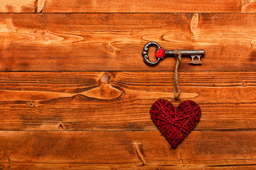 metallic key with valentine heart