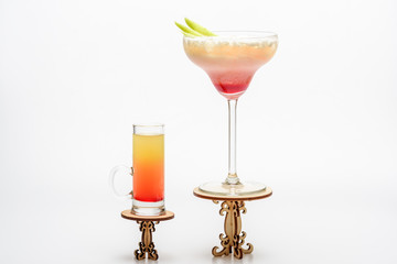 cocktails: sex on the beach and margarita on decorative tables
