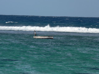 mit dem boot im wasser