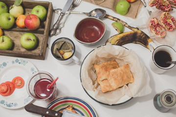 Lots of meals served on table