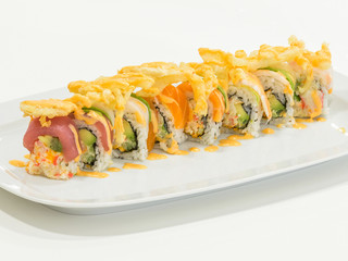 Sushi rolls plated
