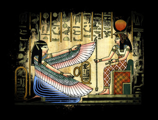 Ancient Egypt scene mythology. Egyptian gods and pharaohs