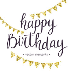 Modern hand drawn lettering Happy Birthday.