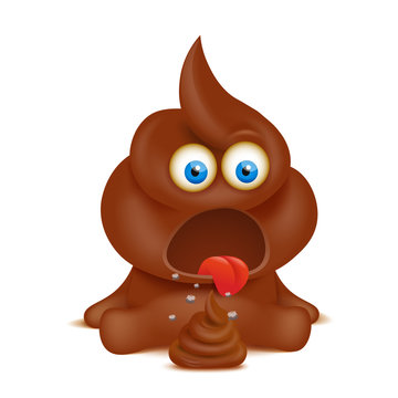 Funny poop emoji character isolated over white background