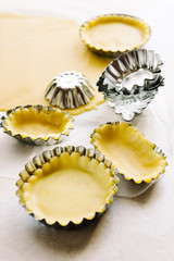 Preparing pies with pastry
