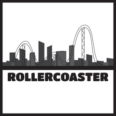 Fun fair amusement park landscape silhouette. Festival outdoor v