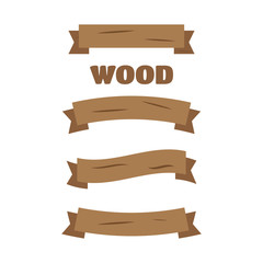 Wooden signs. Vector wood isolated brown boards. Wooden plank fo