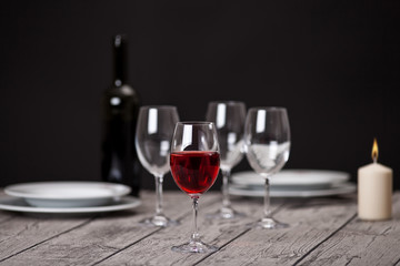 Tableware on wooden table