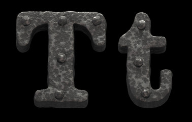 Forged font  with rivets.