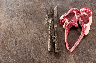 Raw lamb chops