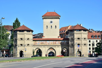 Fototapeta na wymiar Munich, Germany, Bavaria - historical ISATOR gate