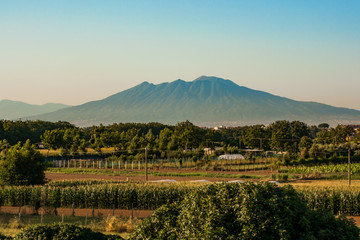 View of Mount Vesuvius in a hod summer day