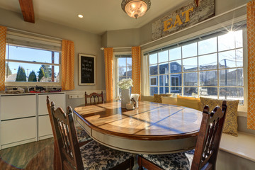 Sun filled breakfast nook with window seat