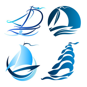Sailboat symbol set