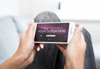 Close View of User with Smartphone 2