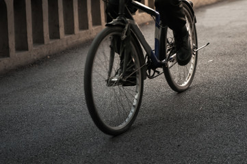 Fototapeta na wymiar Man on bicycle in blur