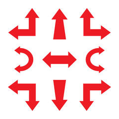 set of red arrows, vector illustration