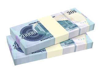 Paraguyan Guarani bills isolated on white background. 3D illustration.