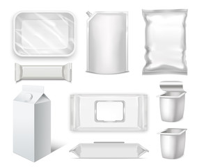 Template Blank Realistic Package Set Vector