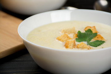 Cheese soup with white bread