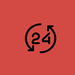 24 hours icon. flat design