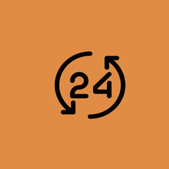 24 hours icon. flat design