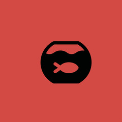 Fish in aquarium icon. flat design
